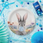 野生の吹花を持つウサギのブルーバブルガム ペーパープレート (パーティー)