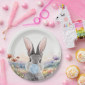 野生の吹花を持つウサギのブルーバブルガム ペーパープレート (パーティー)