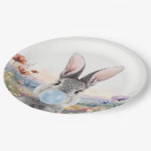 野生の吹花を持つウサギのブルーバブルガム ペーパープレート (アングル)