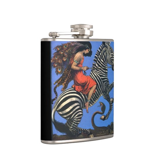 野生の女性はシマウマのフラスコに乗ります フラスク (右)