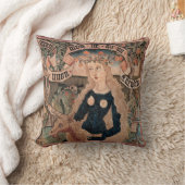 野生の女性及びユニコーンの枕 クッション (ブランケット)