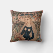 野生の女性及びユニコーンの枕 クッション (裏面)