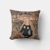 野生の女性及びユニコーンの枕 クッション (正面)