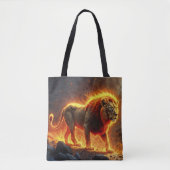 野生の威光ライオン強力な溶岩プレデターを火災 トートバッグ (正面)