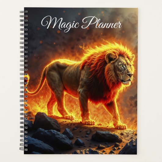 野生の威光ライオン強力な溶岩プレデターを火災 プランナー手帳 (正面)
