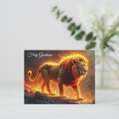 野生の威光ライオン強力な溶岩プレデターを火災 ポストカード (スタンド正面)