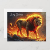 野生の威光ライオン強力な溶岩プレデターを火災 ポストカード (正面/裏面)