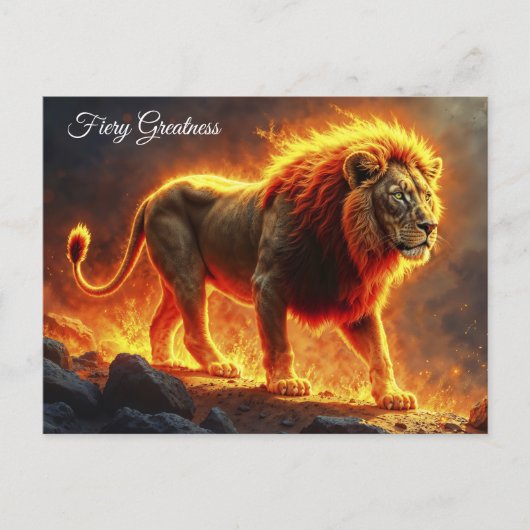 野生の威光ライオン強力な溶岩プレデターを火災 ポストカード (正面)