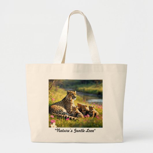 「野生の家族の絆」 ラージトートバッグ (正面)