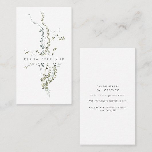 野生の小枝ボタニカルミニマリスト離れ 予約カード (正面/裏面)