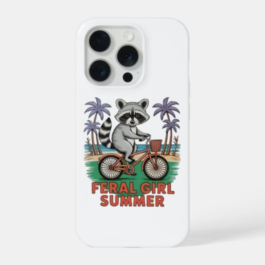 野生の少女サマー・アライグマ・ビーチ・ビブス・ワイルド・コースト iPhoneケース (裏面)
