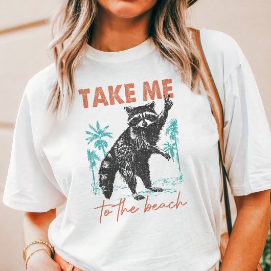 野生の少女サマー ビーチアライグマ トライブレンドTシャツ