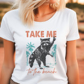 野生の少女サマー ビーチアライグマ トライブレンドTシャツ