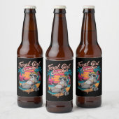 野生の少女サマー ビーチ 楽しい アライグマ ビールラベル (ボトル)