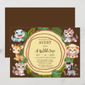 野生の少年の最初の誕生日招待状 招待状 (正面/裏面)