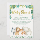 野生の少年よろしく！サファリ ベイビーシャワー ご招待 招待状 (正面)