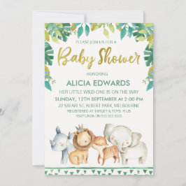野生の少年よろしく！サファリ ベイビーシャワー ご招待 招待状