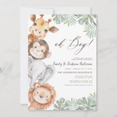 野生の少年サファリ動物少年のベビーシャワー 招待状 (正面)