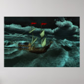 野生の嵐のような海のプリント ポスター (正面)