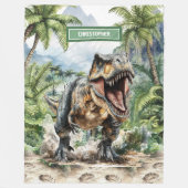 野生の恐竜の毛布カスタムの少年の名前の贈り物 フリースブランケット (正面)