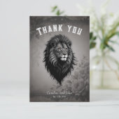 野生の恵み:ライオンの印象的なポートレート サンキューカード (スタンド正面)