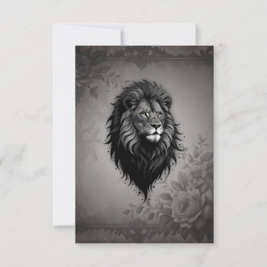 野生の恵み：ライオンの印象的なポートレート サンキューカード (裏面)