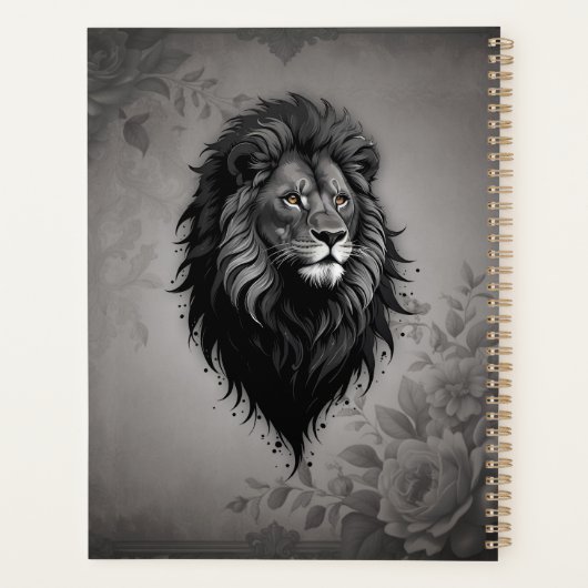 野生の恵み:ライオンの印象的なポートレート プランナー手帳 (裏面)