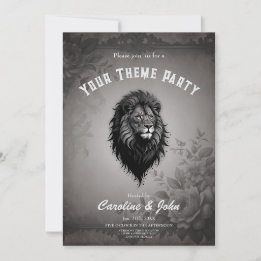 野生の恵み：ライオンの印象的なポートレート 招待状 (正面)