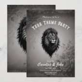 野生の恵み：ライオンの印象的なポートレート 招待状 (正面/裏面)