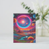 野生の惑星のサイケデリック芸術 ポストカード (スタンド正面)