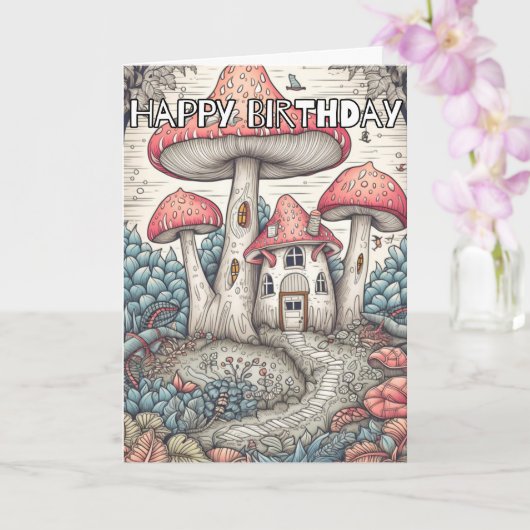野生の抽象芸術マッシュルームフォレストイラストレーション カード (蘭)
