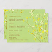 野生の春の花のライムグリーンのブライダルシャワー 招待状 (正面/裏面)