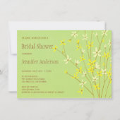 野生の春の花のライムグリーンのブライダルシャワー 招待状 (正面)