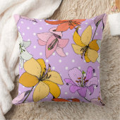 野生の春の花ユリかわいいフローラ紫のドット クッション (ブランケット)