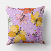 野生の春の花ユリかわいいフローラ紫のドット クッション (裏面)