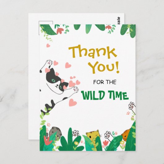 野生の時間かわいいタキシード猫ありがとう  ポストカード (正面/裏面)