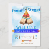 野生の最初の誕生日の少年 招待状 (正面)