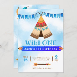 野生の最初の誕生日の少年 招待状
