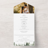 野生の松の森の写真結婚の オールインワン招待状 (内側)