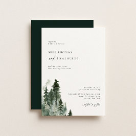 野生の松の素朴林結婚 招待状