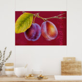 野生の梅 – Prunus domestica poster (rich red) ポスター (キッチン)