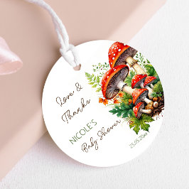 野生の森のキノコの赤ん感謝していだシャワー フェイバータグ