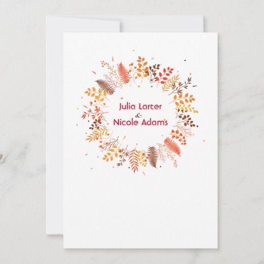 野生の森のシダ苔のキノコの結婚植物 招待状 (裏面)