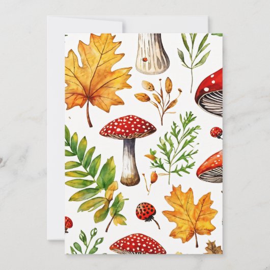 野生の森のマッシュルームの赤ちゃんシャワーテンプレート 招待状 (裏面)