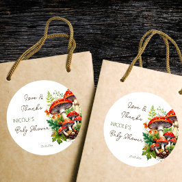 野生の森のマッシュルームの赤感謝していんシャワー ラウンドシール