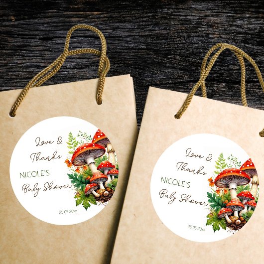 野生の森のマッシュルームの赤感謝していんシャワー ラウンドシール