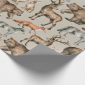 野生の森の動物と水の色のシームレスなパターン ラッピングペーパー (角)