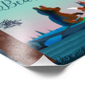 野生の森の川の上でキュートベアとキツネのカヤック フォトプリント            (角)