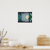 野生の森の川の上でキュートベアとキツネのカヤック ポスター (キッチン)