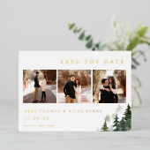 野生の森の松の写真日付を保存 箔招待状 (立ち正面)